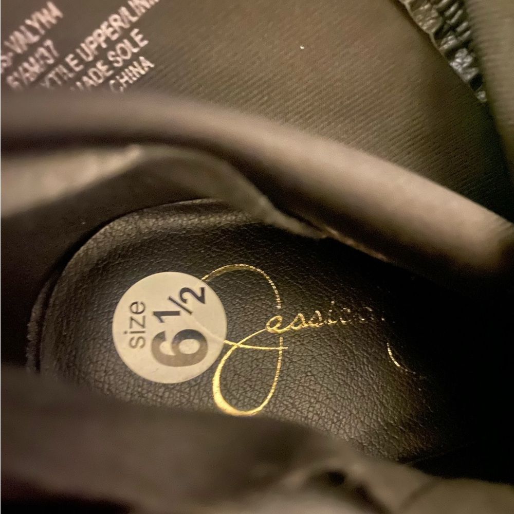 Jessica Simpson | JS Black Stiletto Heeled Boots with Gold Chain | Sock Booties - Picture 6 of 14